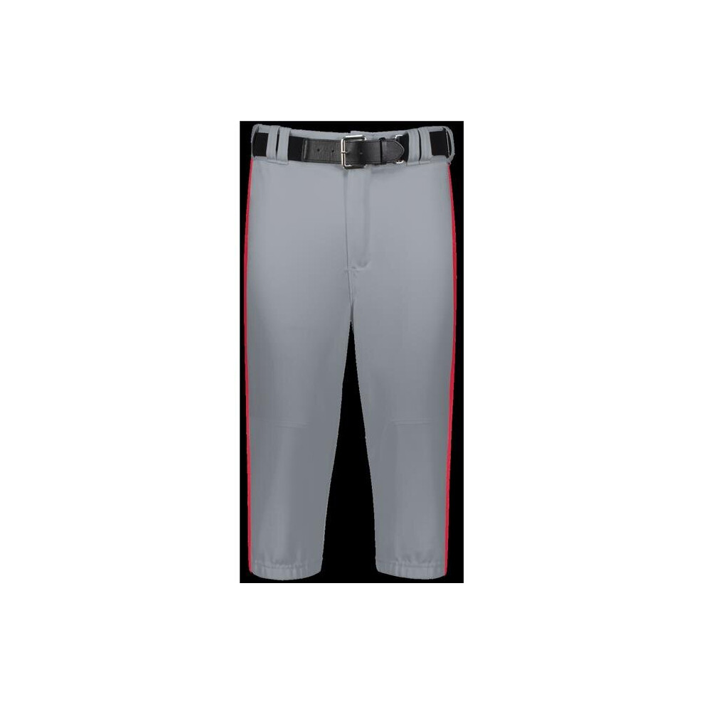 Russell R21LGM.B9T.XL Adult Piped Diamond Series Knicker 2.0 Pant, Baseball Gray & True Red - Extra Large