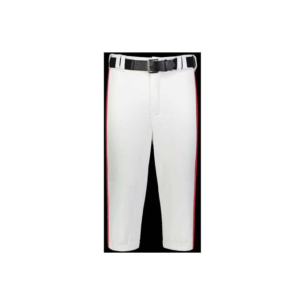 Russell R21LGM.WTR.L Adult Piped Diamond Series Knicker 2.0 Pant, White & True Red - Large