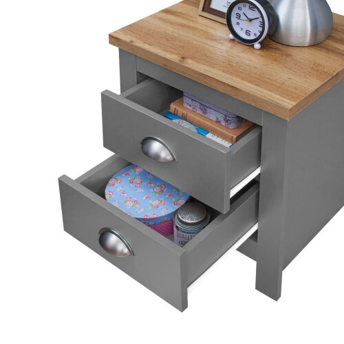 Timber Art Design UK Lisbon Bedside Table Cabinet Nightstand 1 Drawer Bedroom Light Grey 2