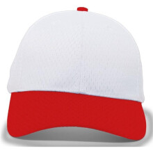 Pacific Headwear 805M.225.YTH Coolport Mesh Hook & Loop Adjustable Cap, White & Red - Youth