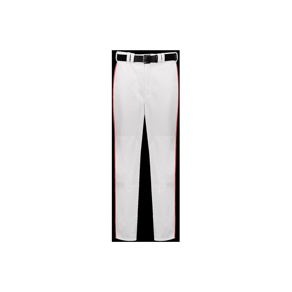 Russell R11LGM.WTR.M Adult Piped Diamond Series 2.0 Baseball Pant, White & True Red - Medium