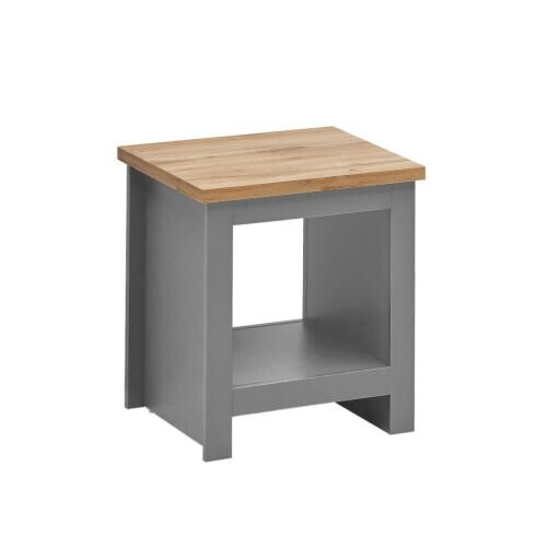Timber Art Design UK Lisbon Side Lamp Table Bedside Cabinet With Open Storage Light Grey 1