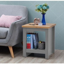 Lisbon Side Lamp Table Bedside Cabinet With Open Storage Light Grey