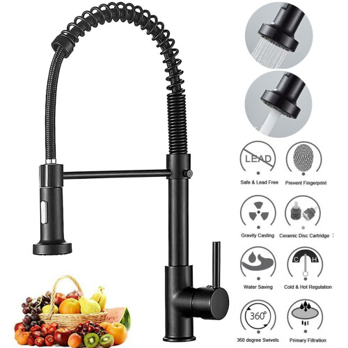 Swivel Spout Kitchen Sink Mixer Taps with Pull Out Bidet Spray Tap Chrome