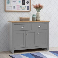Lisbon Sideboard 3 Doors 2 Drawers Buffet Storage Cabinet Light Grey