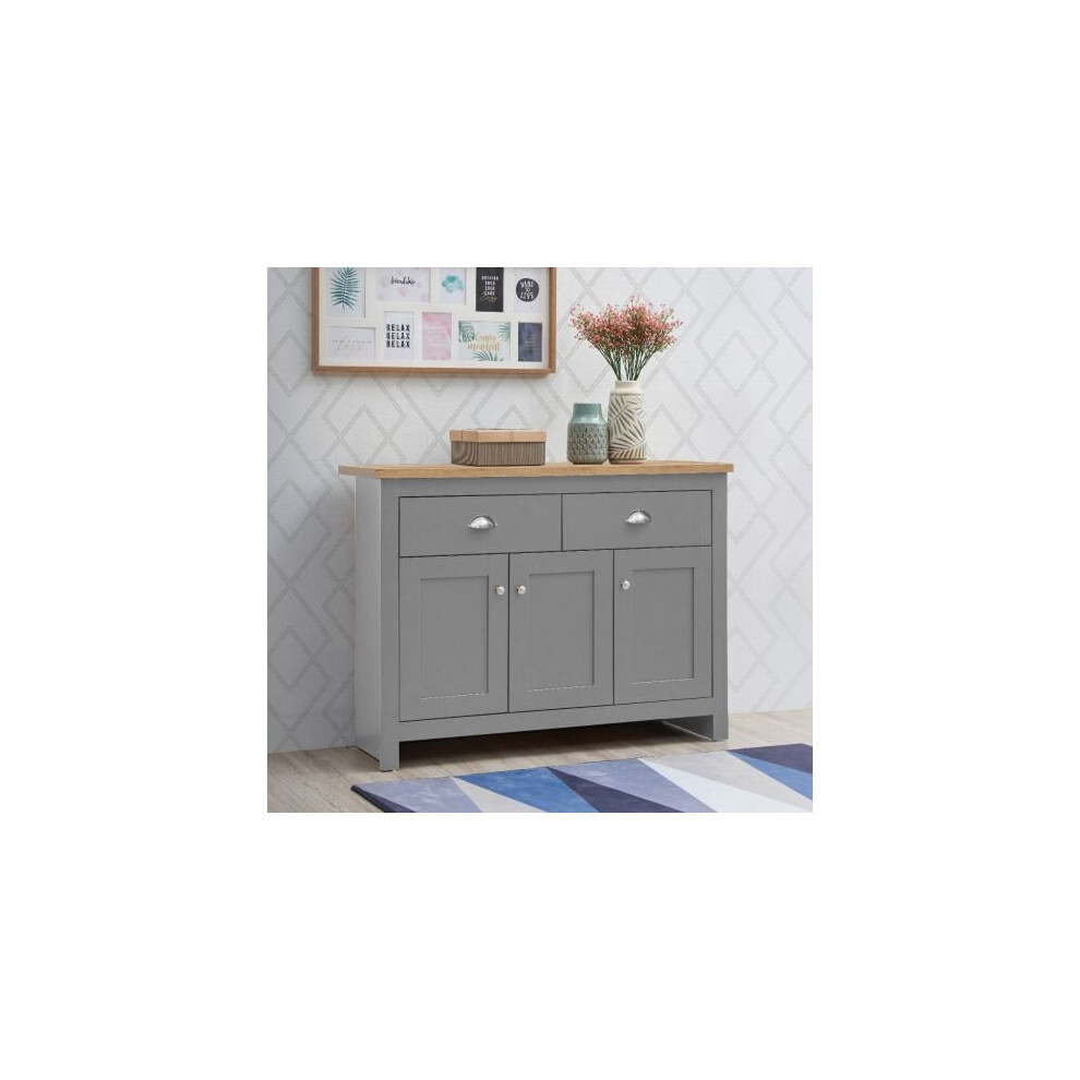 Lisbon Sideboard 3 Doors 2 Drawers Buffet Storage Cabinet Light Grey