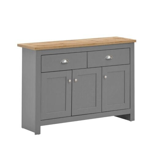 Timber Art Design UK Lisbon Sideboard 3 Doors 2 Drawers Buffet Storage Cabinet Light Grey 1