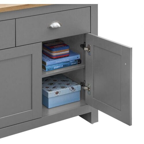 Timber Art Design UK Lisbon Sideboard 3 Doors 2 Drawers Buffet Storage Cabinet Light Grey 2