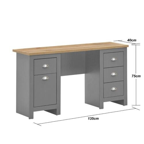 Timber Art Design UK Lisbon Double Pedestal Desk Light Grey Laptop Computer Desk Office 2