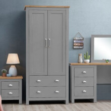 Lisbon 2 Door Double Wardrobe In Light Grey Bedroom Furniture