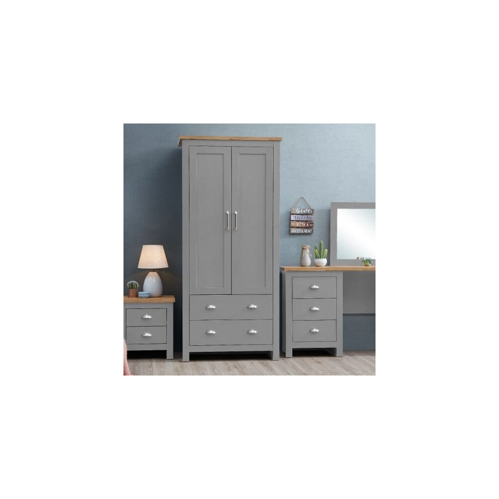 Lisbon 2 Door Double Wardrobe In Light Grey Bedroom Furniture