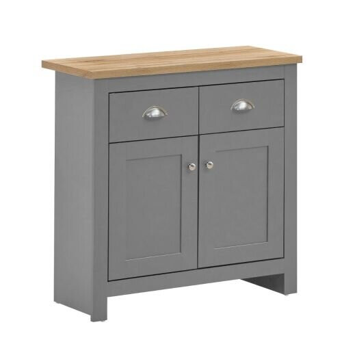 Timber Art Design UK Lisbon Compact 2 Doors 2 Drawer Sideboard Storage Cupboard Light Grey 2