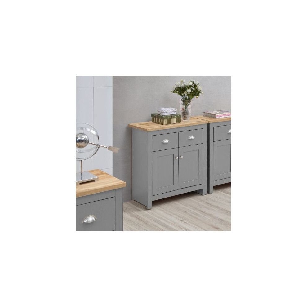 Lisbon Compact 2 Doors 2 Drawer Sideboard Storage Cupboard Light Grey