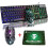 (Black) LED Gaming Keyboard & Mouse Set Rainbow USB Illuminated for PC Laptop Xbox PS4 1