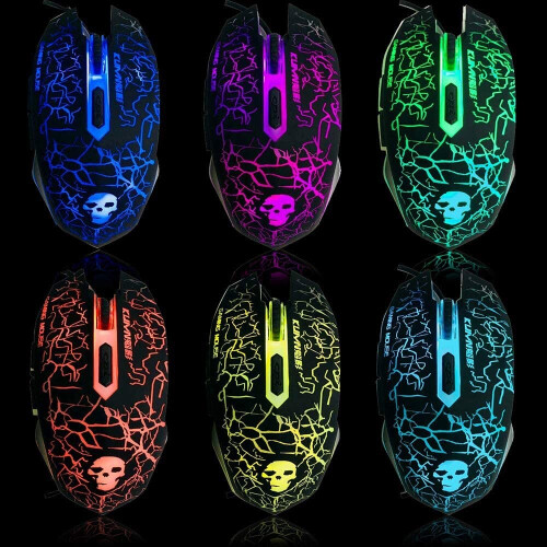 (Black) LED Gaming Keyboard & Mouse Set Rainbow USB Illuminated for PC Laptop Xbox PS4 2
