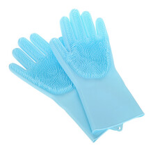 (BLUE) Pet Grooming Glove Soft Cat Hair Remover Gentle Deshedding Brush