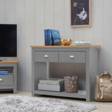 Lisbon Console Hall Way Table with 2 Drawers Light Grey