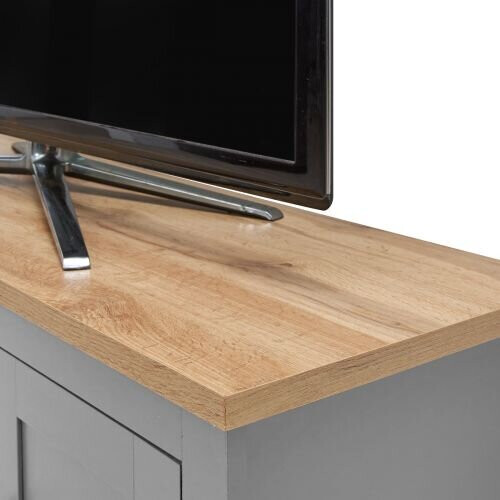 Timber Art Design UK Lisbon TV Unit Stand Media Cabinet 2 Doors and Shelf Light Grey 2