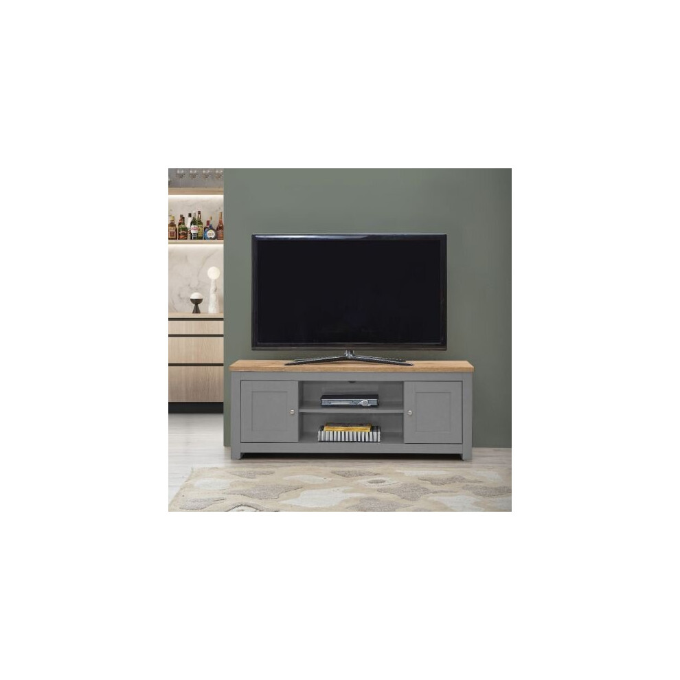Lisbon TV Unit Stand Media Cabinet 2 Doors and Shelf Light Grey