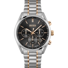 Montre Homme Hugo Boss 1513819 – Cadran noir, boîtier acier inoxydable et bracelet PVD or rose
