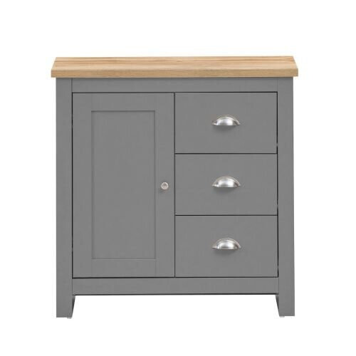 Timber Art Design UK Lisbon 1 Door 3 Drawer Storage Cabinet Sideboard Light Grey 1