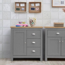 Lisbon 1 Door 3 Drawer Storage Cabinet Sideboard Light Grey