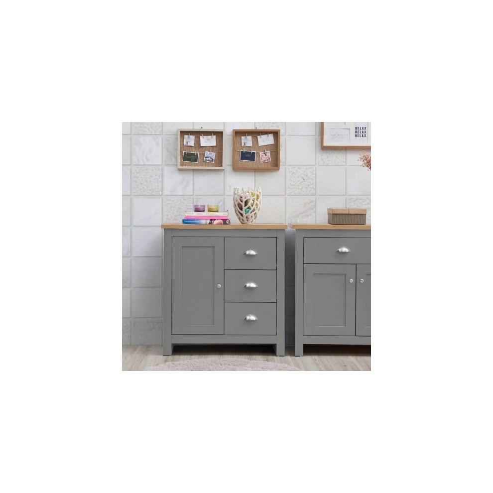 Lisbon 1 Door 3 Drawer Storage Cabinet Sideboard Light Grey
