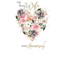 Wife Anniversary Embellished Hand-Finished Greeting Card Champagne Range Cards