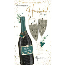 Husband Anniversary Embellished Hand-Finished Greeting Card Champagne Range Card