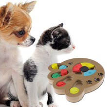 Pet Dog Game IQ Training Toy Wooden Interactive Food Dispensing Puzzle Plate
