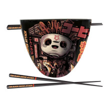 Ilustrata Black Coffee Attack Ramen Bowl and Chopsticks Set