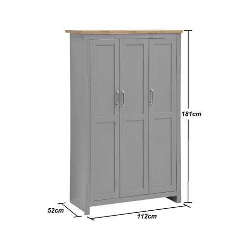 Timber Art Design UK Lisbon 3 Piece Set 3 Doors Wardrobe 7 Drawer Chest Bedside Light Grey 2