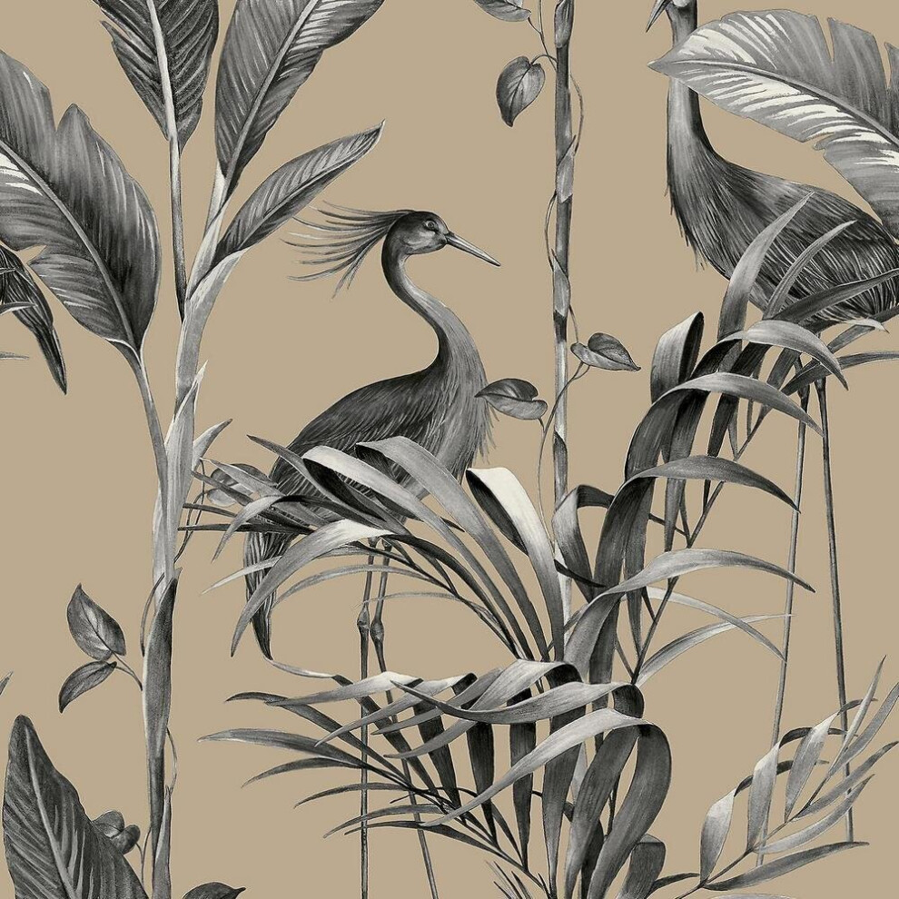Belgravia Decor Azzurra Leaf Charcoal Wallpaper 9505 Gold