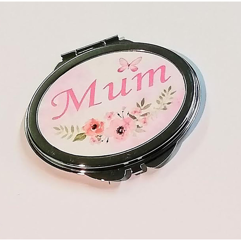 Personalised Gift Products Personalised Pink Butterfly Family Or Friend Compact Mirror Gift