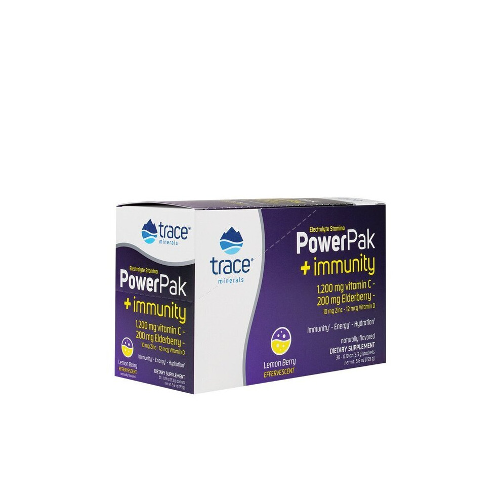 Trace Minerals Electrolyte Stamina Power Pak + Immunity, Lemon Berry - 30 Packets