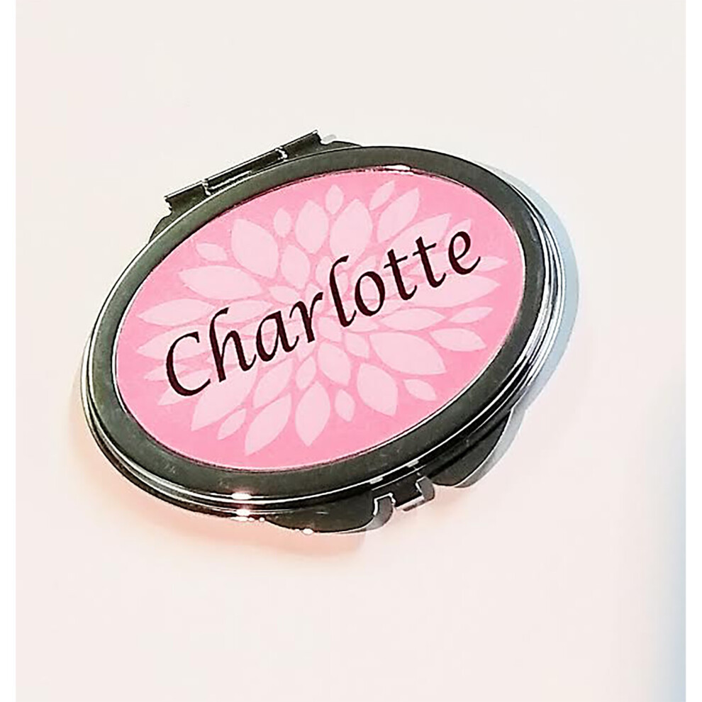 Personalised Gift Products Personalised Pink Floral Stencil Compact Mirror Gift