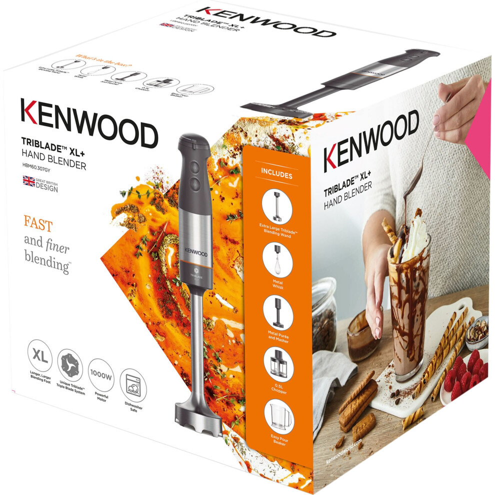 Kenwood Triblade Hbm60.307gy Hand Blender - Grey