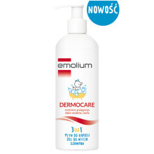 Emolium Dermocare 3w1, płyn do kąpieli, żel do mycia, szampon po 1 miesiącu życia, 400 ml