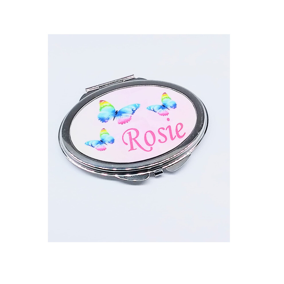 Personalised Gift Products Personalised Rainbow Butterflies Compact Mirror Gift