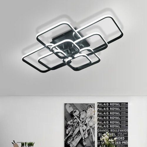 Living And Home (8 Head, Cool White) Modern LED Ceiling Light Square Chandelier Lamp Bedroom Light