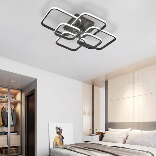 Living And Home (6 Head, Cool White) Modern LED Ceiling Light Square Chandelier Lamp Bedroom Light 1