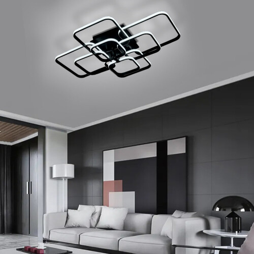 Living And Home (8 Head, Cool White) Modern LED Ceiling Light Square Chandelier Lamp Bedroom Light 1