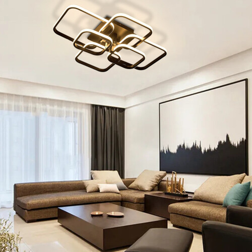 Living And Home (6 Head, Dimmable) Modern LED Ceiling Light Square Chandelier Lamp Bedroom Light 2