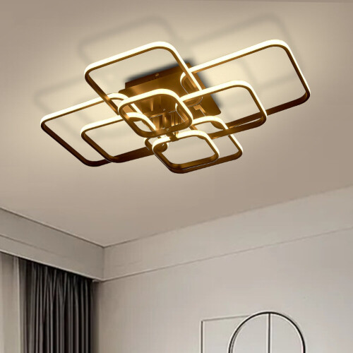 Living And Home (8 Head, Dimmable) Modern LED Ceiling Light Square Chandelier Lamp Bedroom Light 2