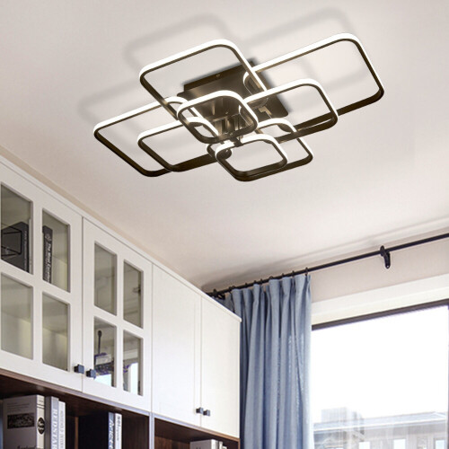 Living And Home (8 Head, Dimmable) Modern LED Ceiling Light Square Chandelier Lamp Bedroom Light 1