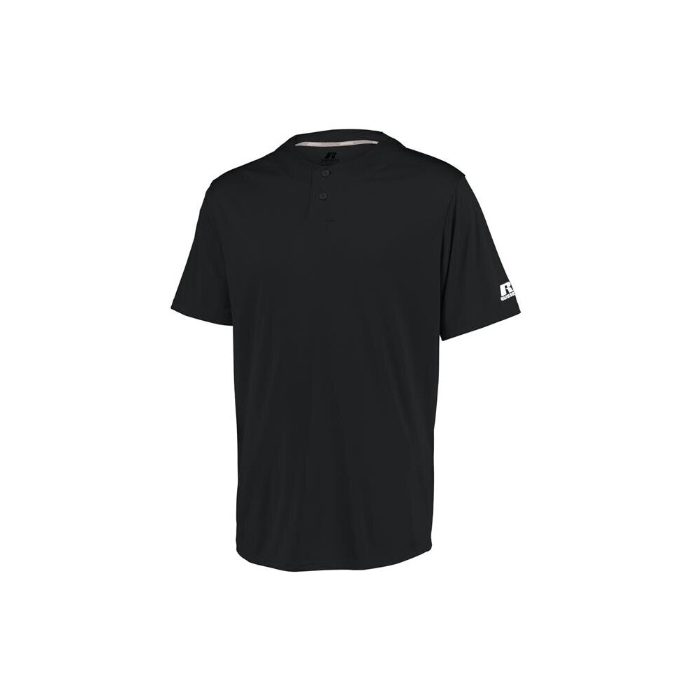 Russell 3R7X2M.BLK.2XL Adult Performance Two-Button Solid Jersey, Black - 2XL