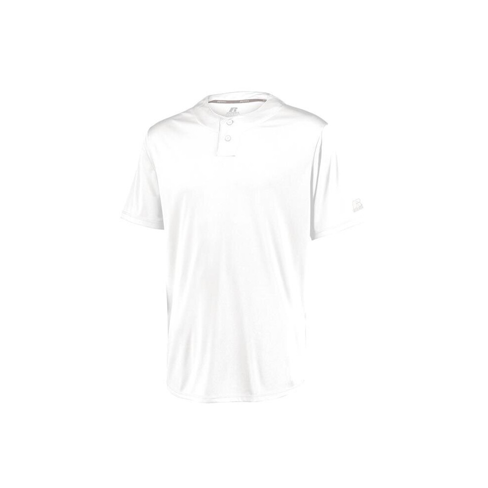 Russell 3R7x2m.whi.l Adult Performance Two-Button Solid Jersey, - Large White