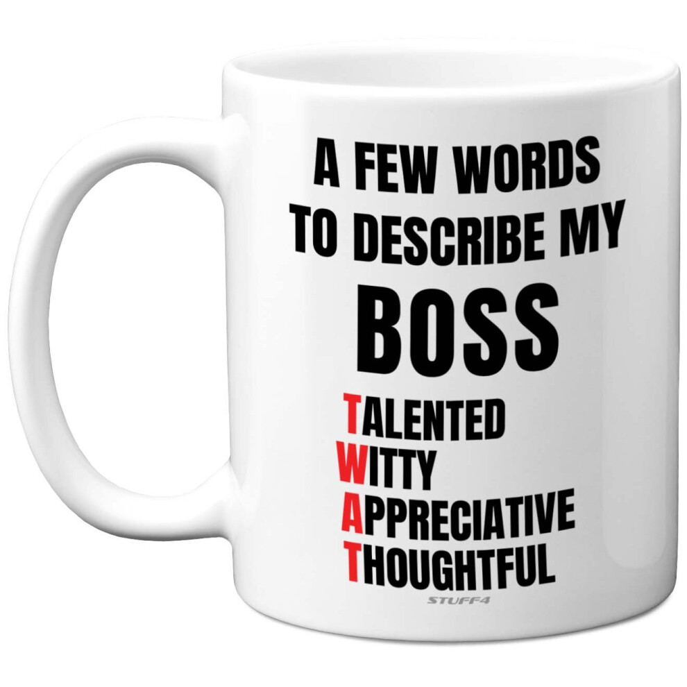 Describe My Boss Mug Funny Rude Secret Santa Xmas Gifts Novelty Work Colleagues 11oz Dishwasher Microwave Safe Coffee Tea Cup