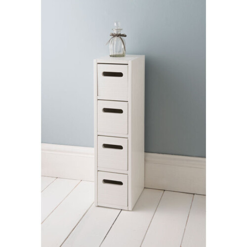 White 4 Drawer Free Standing Bathroom/Bedroom Wooden Cabinet Storage ...