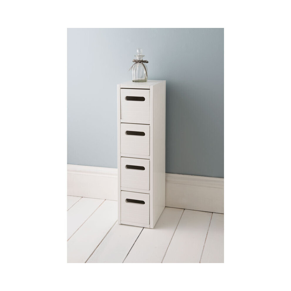 White 4 Drawer Free Standing Bathroom/Bedroom Wooden Cabinet Storage Unit-G-0105